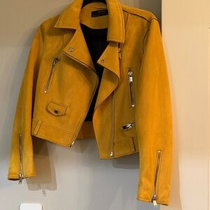 Zara Mustard Suede Biker Jacket